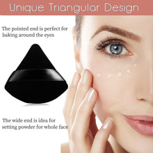 WROLY Triangle Puff 2 Pcs for Pressed Powder, Soft & Resuable Foundation Sponge With Strap, Makeup Sponge Perfect For Dry & Wet Makeup (Black + Black)