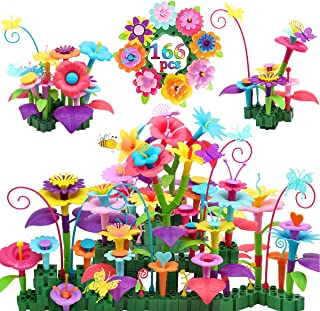 Evance 166pcs Flower Building Toy-DIY Flower Garden Building Kit for Kids, Educational Construction Toys for Girls Christmas Birthday Gifts (166 PCS)