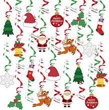 Cymax Christmas Decorations, 30 Piece Xmas Holiday Hanging Foil Swirls Decoration, Snowman Snowflake Elk Ceiling Hanging Decor for Christmas Party Supplies Xmas Decor