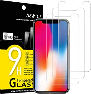 [3 Pack] NEW'C Designed for iPhone 11 Pro and iPhone X and iPhone XS Screen Protector Tempered Glass, Anti Scratch, Bubble Free, Ultra Resistant