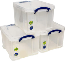 Really Useful Box 3x35 Litre Plastic Storage Box, Clear
