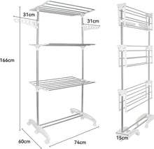 Hyfive Clothes Airer Drying Rack Extra Large 4 Tier Clothes Drying Rail Stainless Steel Garment Laundry Racks Folds Flat For Easy Storage