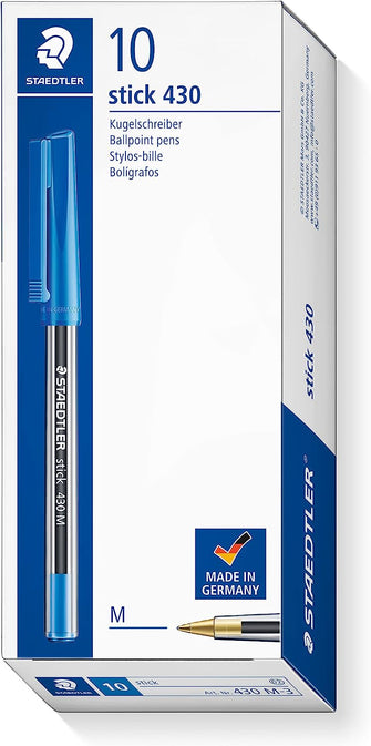 Staedtler Stick 430 M-3 Ballpoint Pen Medium - Blue (Box of 10)