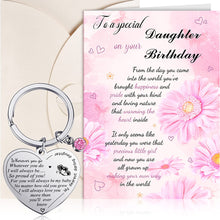 Daughter Birthday Cards Daughter Heart Shape Keychain Gift from Mum Daughter Present Happy Birthday Cards with Lovely Words for Daughter Birthday Graduation