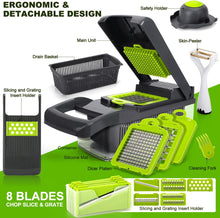 TELANKS Vegetable Chopper, 15 in 1 Mandoline Veg Chopper and Dicer, Food Chopper, Chopper for Salad Onion Veg Garlic Potato, Kitchen Multifunctional Vegetable Cutter (Gray)
