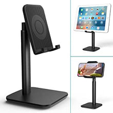 Phone/Tablet Stand,Height Adjustable&Angle Tiltable Stand Holder,Klearlook Portable Universal Desktop Cellphone Dock Support Cradle Fit for Smartphones&Tablets Up to 9.7 Inches - Black