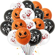 24pcs Halloween Balloons Decorations Set, 12 Inch Black Orange White Balloons Happy Halloween Ghost Latex Balloons for Halloween Party Decoration All Hallows' Day