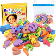 Kids Bath Toys w/ Mesh Organizer Bag - Pack of 84 pcs- Baby Educational Bathroom Alphabet Toys Doopo - Non-toxic EVA Letters Sea Animals Numbers