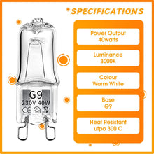 MSC 3 x 40w G9 Halogen Oven Bulbs Suitable for Oven, Salt Lamp, Lava Lamp, g9 Bulb. Dimmable and Compatible Oven Light Bulbs for Zanussi, AEG, Stoves Cooker Bulb etc Warm White 230V (3000k 3 pc 40w)