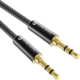Syncwire Aux Cable 3.5mm Audio Cable –6.6ft/2M- Nylon Braided Aux Lead for Car, Headphone, iPhone, iPad, iPod, Samsung, MP3 Player, Smartphone, Echo Dot, Tablet, Home Stereos, Laptop and More – Black
