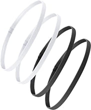 Bememo, 4 Pieces Thick Non-Slip Sport Headbands, for Women and Men, Elastic, (Black, White)