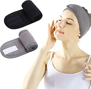 Spa Headband - 2 Pieces Facial Women Makeup Hairband Towel Cloth With Adjustable Magic Sticker For Washing Face Makeup