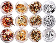 12 Boxes Foil Nail, Nail Art Chip Glitter Shining Flakes Gold Silver Copper Nail Foil Paillette Nail Sequins for Nail Art Decorations Supplies