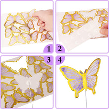 OWill 22-Pieces Butterfly Cake Decorations with Happy Birthday Acrylic Cake Toppers for Baby Shower Wedding Birthday Party Decor (Purple & Pink)