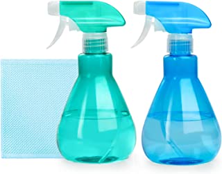 Kmoxi 2 Pieces| Empty Mist Water Spray Bottles for Cleaning, Gardening, Hairdressing| 500ml (Blue and Green)