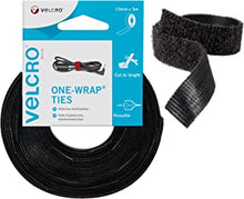 VELCRO Brand ONE-WRAP Reusable Ties - 10mm x 5m Black Cable Ties Roll Straps - Use as Cord Ties Solution for Home, Office & Garage Solution