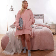 Sienna Hoodie Blanket Ultra Soft Sherpa Fleece Warm Comfy Cosy Oversized Wearable Giant Sweatshirt Throw for Women Girls Adults Men Boys Kids Big Pocket - Blush Pink