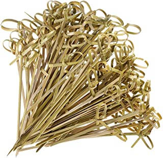 AooQie Cocktail Sticks 200 Counts Food Picks Japaneses Style Bamboo Knotted Skewers Bamboo Toothpicks with Twisted Ends party supplies-4.7 inches,12cm