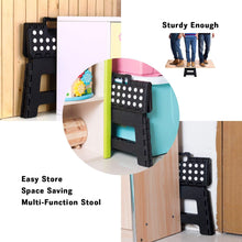 Folding Step Stool - 9 inch Height Foldable Stool For Kids & Adults, Kitchen Garden Bathroom Collapsible Stepping Stool (Black)