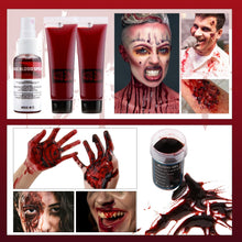 Beteligir Demonic Special Effects SFX Halloween Makeup Kit Scar Wax Kit (Scar Wax with Spatula Tool + Fake Blood Splatter Spray + Fake Blood Gel + Fake Blood + Fake Blood (01)