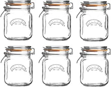 6 x Kilner Clip Top Glass Storage Jar - Square 1 Litre