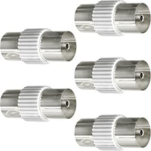 5 Plus 5Pcs Silver Plated Female to Female TV Aerial Coaxial Coupler White