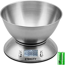 Etekcity Electronic Kitchen Scales with Stainless Steel Mixing Bowl, Timer and Temperature Sensor, Digital Wet and Dry Food Weighing Scale for Cooking and Baking-11lb/5kg