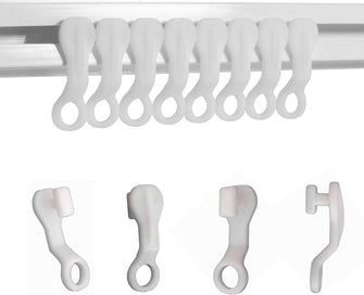 Curtain Glider Hooks White Plastic Curtain Hook, Pack of 50