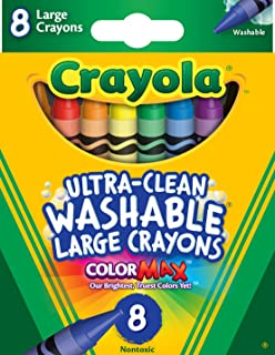 CRAYOLA Ultra-Clean Washable Large Colouring Crayons - Assorted Colours (Pack of 8) | Kids Arts & Crafts | Ideal for Kids Aged 3+