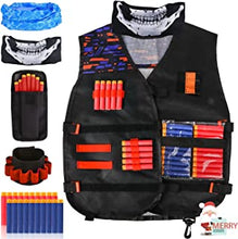 Kids Tactical Vest, Adjustable Tactical Vest Jacket Kit for Nerf Toy Gun N-Strike Elite Series with 20Pcs Soft Foam Darts Bullets & Wrist Band