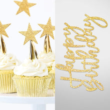 iZoeL 2 Sets Gold Cake Decoration Gold Cake Topper Happy Birthday Banner Confetti Balloon Stars Heart Cake Topper for Man Boys Women Girls Gold Theme Birthday Party Decor Hen Party