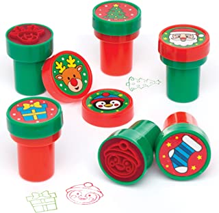 Baker Ross AT251 Christmas Self-Inking Stampers, Arts and Crafts for Kids (Pack of 10), Assorted