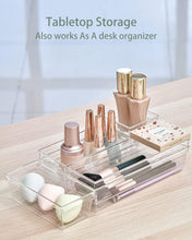 14 Pcs Clear Plastic Drawer Organiser Trays Desk Versatile Kitchen Drawer Organiser Storage Tray for Makeup Bedroom Office