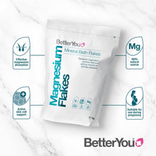 BetterYou Magnesium Flakes  Pure, Clean and Natural Source Of Zechstein Magnesium  Mineral Bath Flakes  Cleansing Bath  Vegan & Palm-Oil Free  1kg