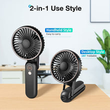 GMGXX Handheld Fan,5 Speeds & 180Foldable Portable Hand Held Fan with 3600mAh USB Rechargeable Battery,Mini Personal Pocket Fans with Digital Display for Office School Travel Camping Outdoor-Black