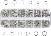 QSAAB Jump Rings 1700 Pcs with Storage Box - Sterling Silver Plated Round Rings - DIY Jewellery Findings for Repairing Earrings, Bracelets, Necklace (4mm, 5mm, 6mm, 7mm, 8mm, 10mm)