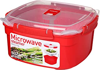 Sistema Microwave Steamer with Removable Steamer Basket | 2.4 L | BPA-Free | Red/Clear