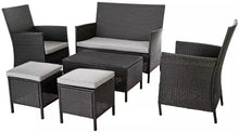 Home 6 Seater Rattan Effect Garden Sofa Set- Dark Grey