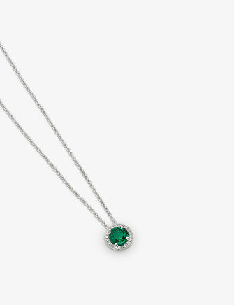 Entourage 18ct white-gold, 0.77ct emerald and 0.06ct diamond necklace