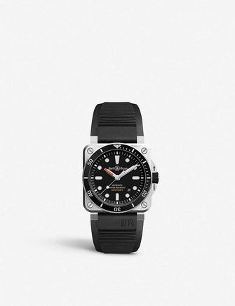 BR0392 Diver satin-polished steel and rubber automatic watch