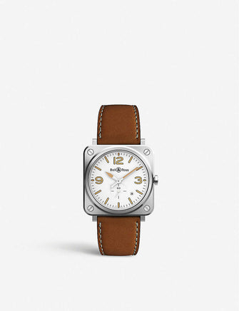 BRSWHERISTSCA Instruments BR S satin-polished steel and leather watch