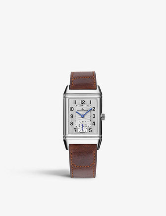 Q2438520 Reverso stainless-steel and leather quartz watch