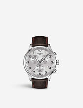 T1166171603700 Chrono XL Classic stainless steel and leather strap watch
