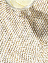 White washed rattan oval placemat 48x36cm