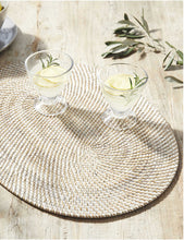 White washed rattan oval placemat 48x36cm