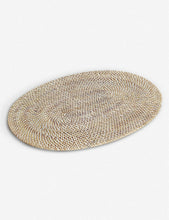 White washed rattan oval placemat 48x36cm