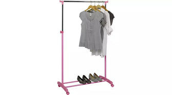 Home Adjustable Chrome Plated Clothes Rail - Pink