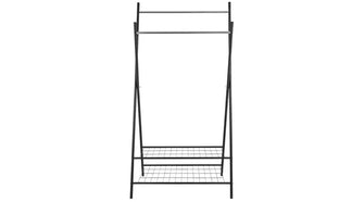 X-Frame Clothes Rail with Shelves - Black