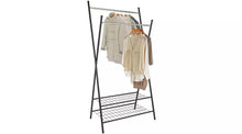 X-Frame Clothes Rail with Shelves - Black