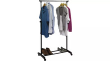 Home Adjustable Chrome Plated Clothes Rail - Black